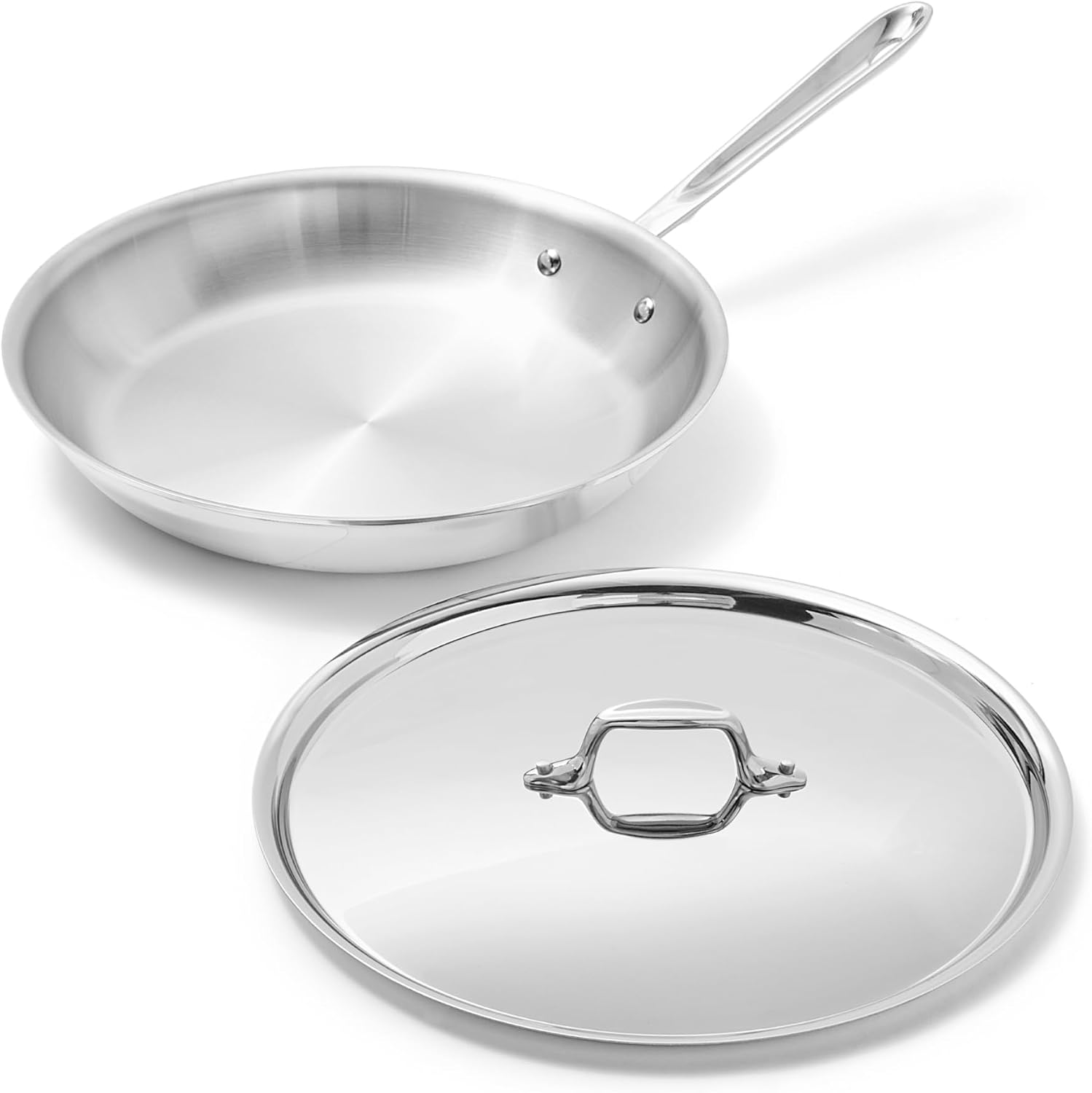 All-Clad D3 stainless steel 12-inch fry pan with lid