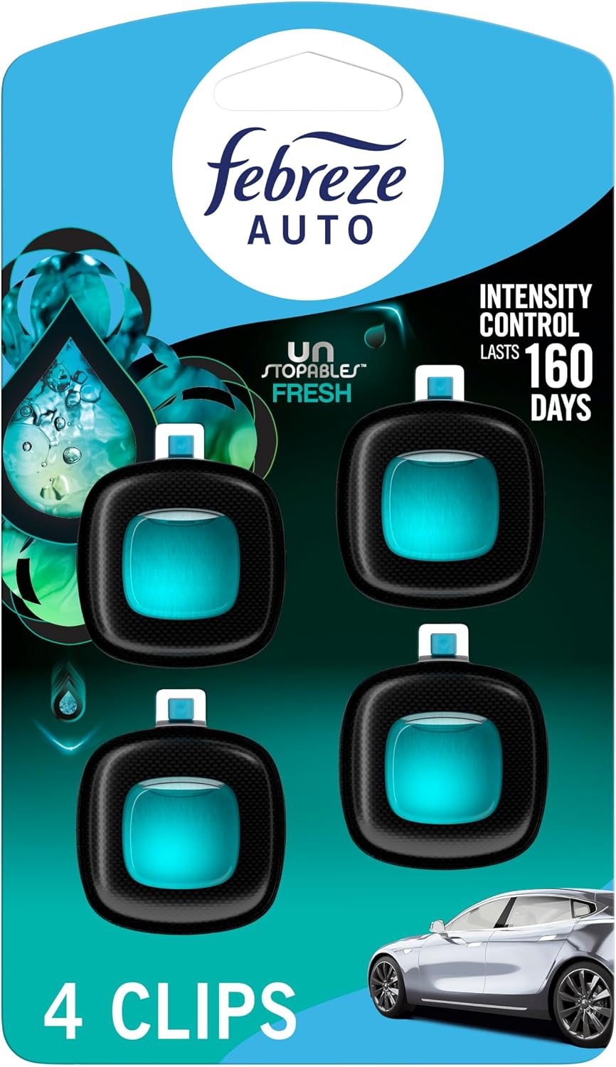 Febreze car air freshener vent clip Unstopables Fresh 4 count