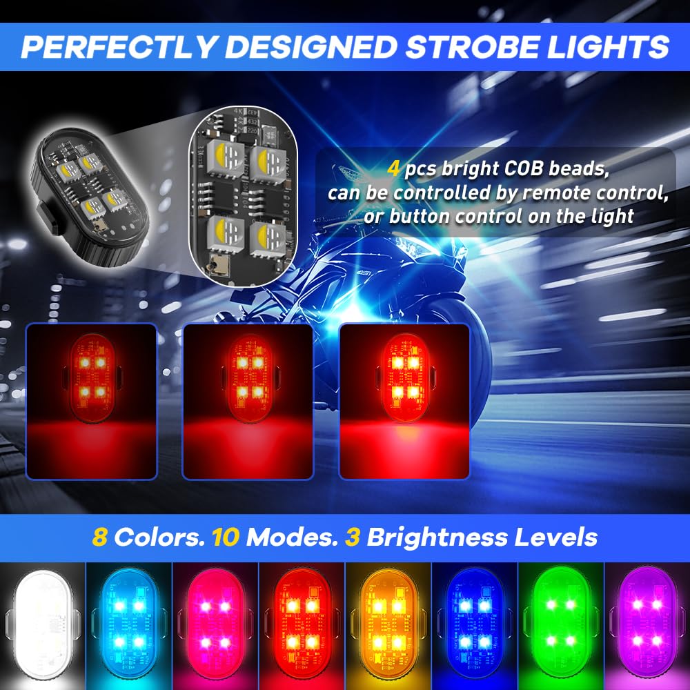 10-pack wireless LED car lights with remote