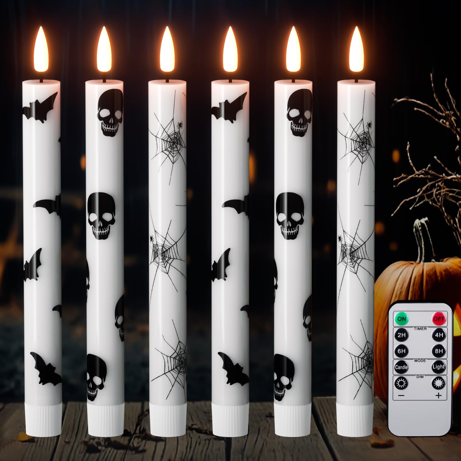 GenSwin Flameless Ivory Taper Candles — Pack of 6